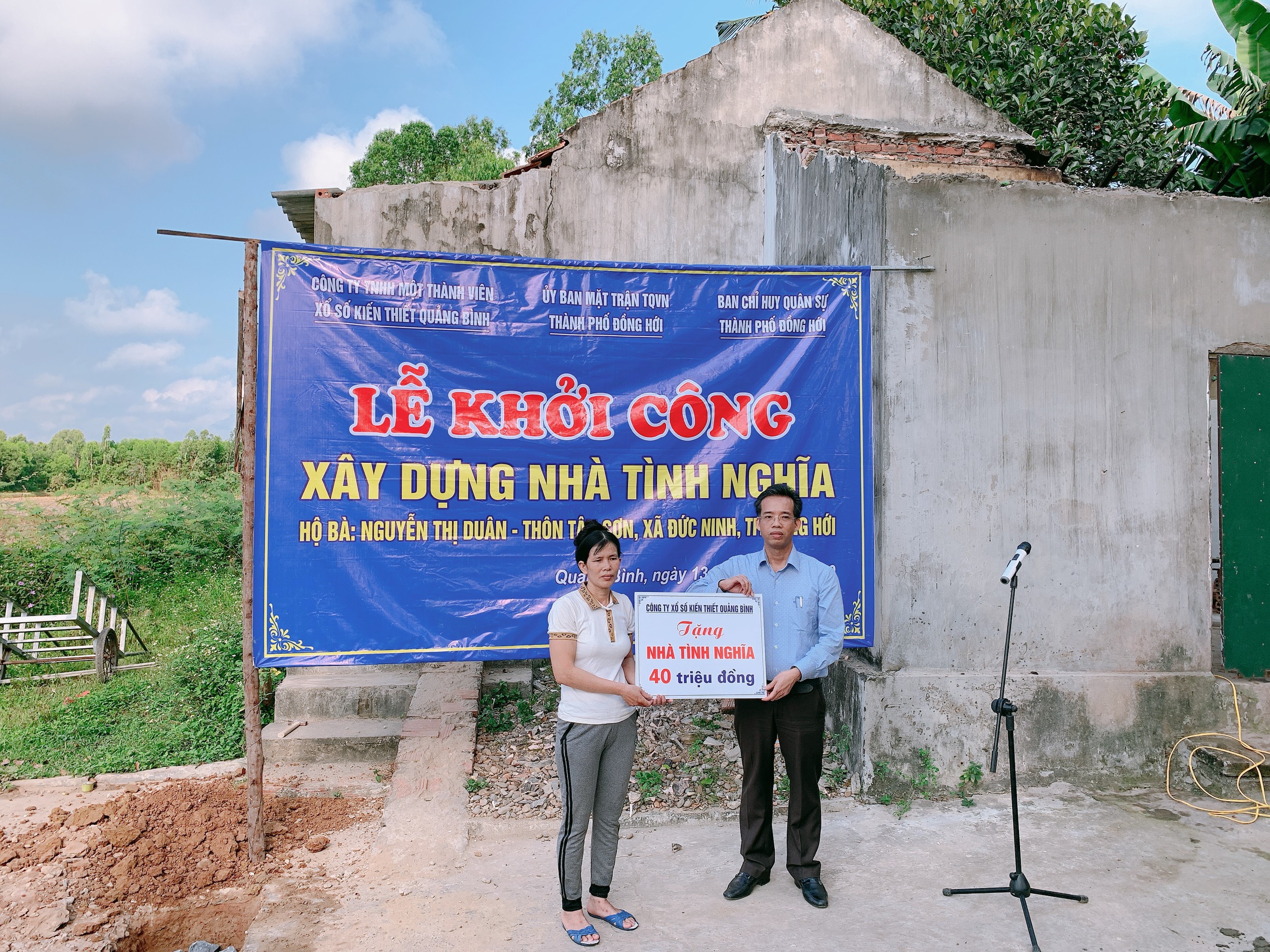 Công ty TNHH MTV Xổ số Kiến thiết Quảng Bình khởi công xây dựng nhà tình nghĩa cho hộ nghèo.
